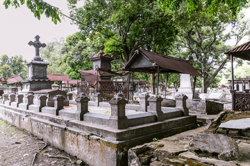 Ancient Dutch cemetery from the colonial times in Peneleh, Surabaya, Java island, Indonesia