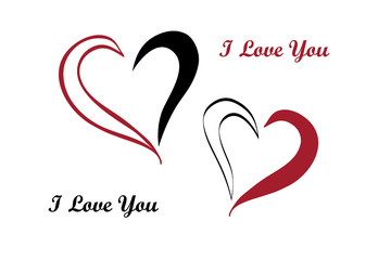 postcard - declaration of love in the form of heart contours