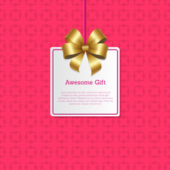 Awesome Gift Sign on Square Card with Gold Bow