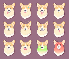 Dog Emoticon Puppy Collection Vector Illustration