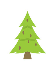 Lonely Green Christmas Tree Iisolated on White