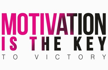 Sport fashion print for t shirt, lettering motivation is the key to victory with gradient effect isolated on an empty background