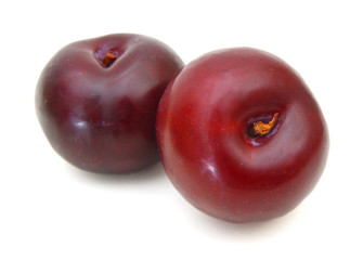Ripe plum fruit isolated on white background cutout