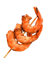 Grilled shrimp with spices isolated on white