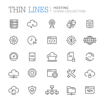 Collection of hosting line icons