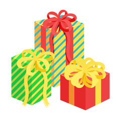 Presents Bows Santa Factory Vector Illustration