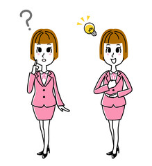 ビジネスウーマン｜疑問、閃きセット