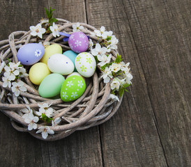 Easter eggs and spring  blossom