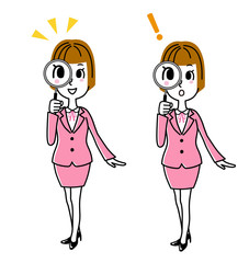 ビジネスウーマン｜虫眼鏡発見セット