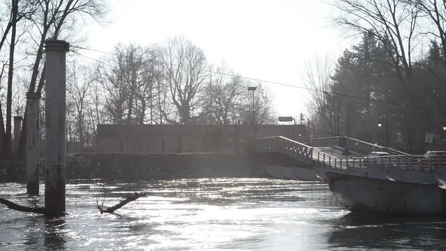 Ponte in Chiatte di Bereguardo sul Fiume Ticino nei pressi di Pavia