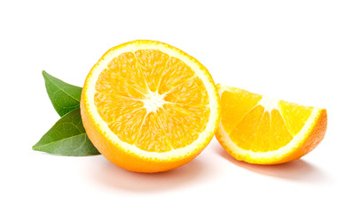 Orange fruit slice isolated on white background. Orange freshly on a white background.