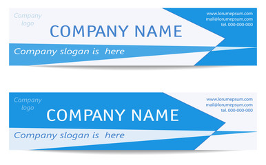 Banner Templates set in light blue. Two Business Headers. Creative Modern Reverse Design. Layout for web banners, business cards, promotion, advertising, marketing. Vector EPS10 illustration
