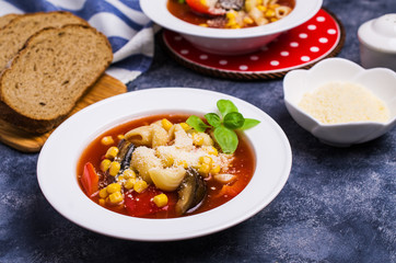 Traditional Italian soup with pasta