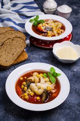 Traditional Italian soup with pasta