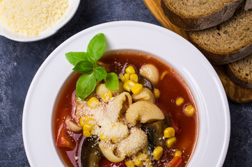 Traditional Italian soup with pasta