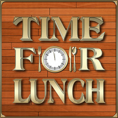 Stock Illustration - Time For Lunch 3D Illustration, Against the Wood Background.