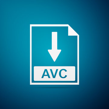 AVC file document icon. Download AVC button icon isolated on blue background. Flat design. Vector Illustration