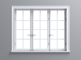 Vintage blank window inside room. 3d illustration