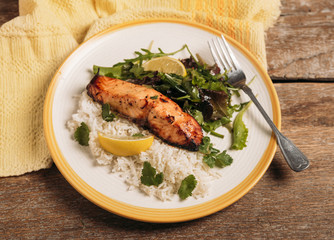Salmon fillet with basmati rice