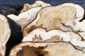 Firewood logs prepared for cold winter