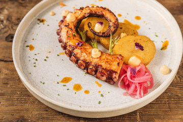 Gourmet food seafood dish on plate