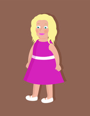 Blonde Doll with Blue Eyes in Purple Dress Vector