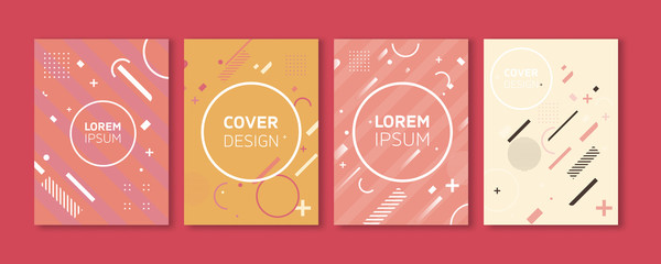 Minimal Vector Covers Design. Cool Colorful Pastel Diagonal Stripes Flat Geometric Illustrations. Future Poster Template.