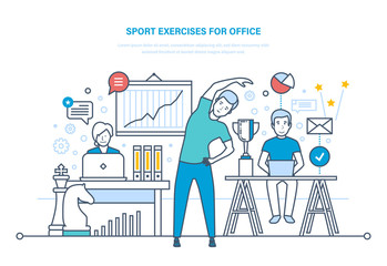 Sport exercises for office. Doing sports, training, healthy lifestyle athlete.