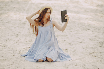 Fototapeta na wymiar girl with tablet