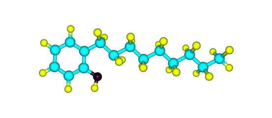 Nonylphenol molecular structure isolated on white