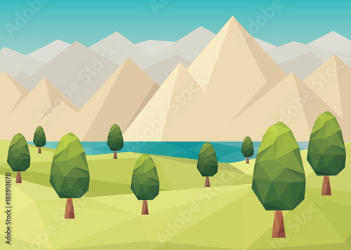 Low Poly Landscape Stock Image And Royalty Free Vector