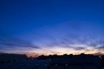 Sky showing a beautiful sunrise with clouds, brushstrokes and many colors