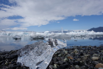 アイスランドの氷河湖の氷