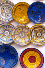 Traditional Moroccan market with souvenirs
