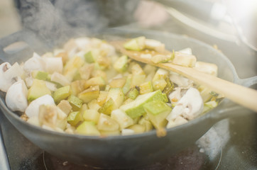 Fresh vegetables to simmer in a frying pan