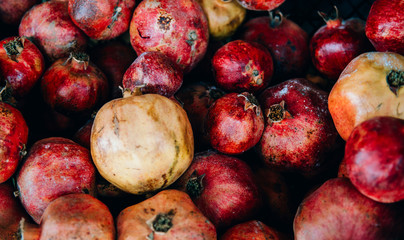 Fresh red rustic look Turkish pomegranates