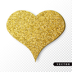 Vector gold sparkles heart. Valentines Day Vector Sparkles and Glitters. Holiday Design.