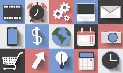 a set of flat colored icons for a telophone, tablet.