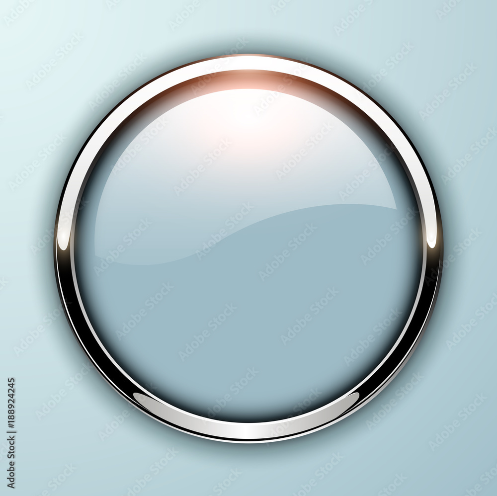 Poster glossy button, grey with metallic elements