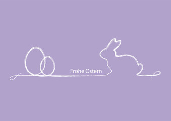 Easter eggs & Easter bunny calligraphy purplegreeting card 