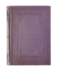 Old vintage closed dark violet book isolated on a white background (design element)