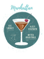 Illustration of cocktail Manhattan