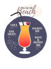 Illustration of cocktail Sex on the Beach