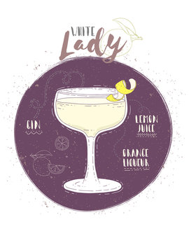 Illustration of cocktail White Lady