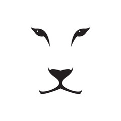 Vector image of a lioness head on white background. Wild cat.