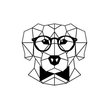 recommend clip art: Dog Labrador in glasses and a bow tie. Geometric style. Vector illustration.