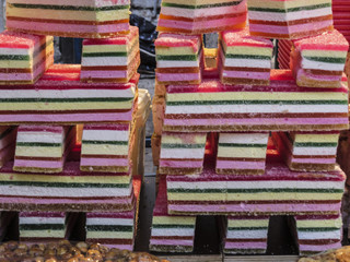 Acre or Akko, Israel - sweets at the Akko market during the day.