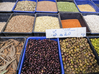 Acre or Akko, Israel - Spices at the Akko market during the day.