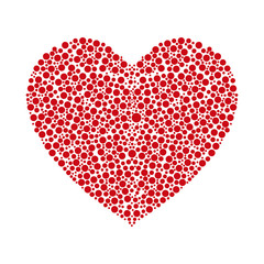Obraz na płótnie Canvas Red heart made of round circles. Vector illustration.