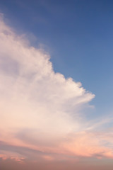 Dramatic atmosphere panorama view of beautiful summer twilight sky and clouds background.